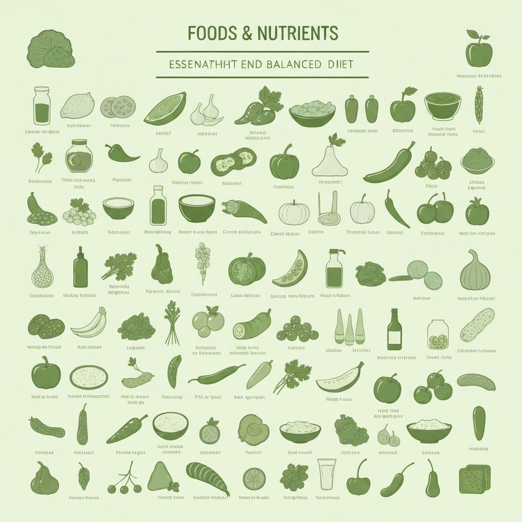 Übersicht von Lebensmitteln und Nährstoffen